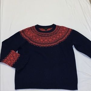 J. Crew Navy and Orange Sweater